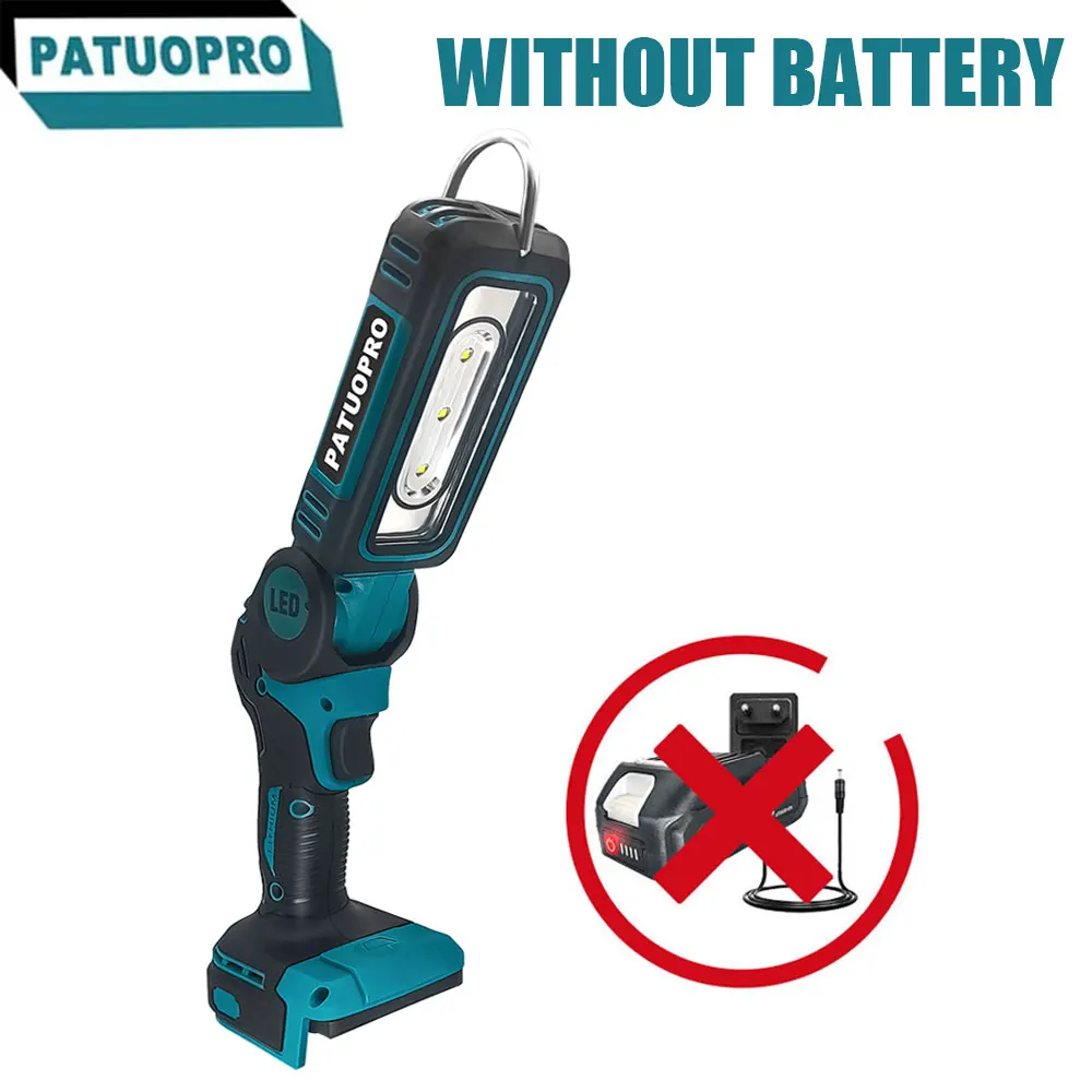 PATUOPRO Rechargeable Work Light Cordless Foldable Flashlight Portable Lantern Spotlight For Makita 18V Battery (No Battery)