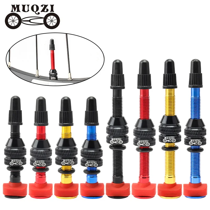 MUQZI 2PCS Fahrrad Tubeless Ventil 40/60MM F/V Presta MTB Rennrad Reifen CNC Legierung Nippel Messing Kern Ventil Werkzeug Zubehör