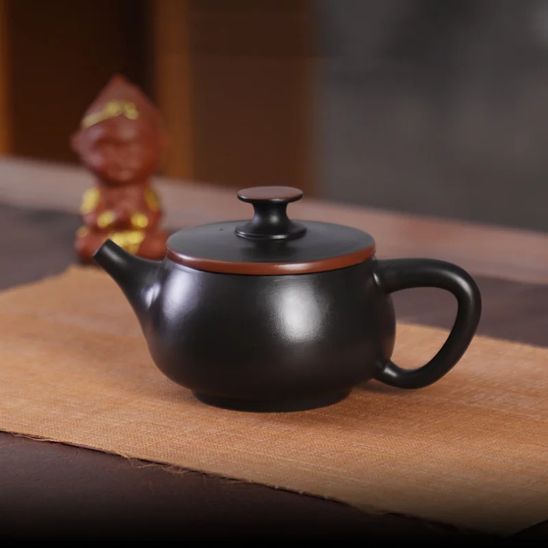 Purple Pottery Vintage Handmad Teapot Ceramic Carve Kung Fu Teapot Single Teapot Pu'er Tea Making Tea Sets Chinese Tea Pot