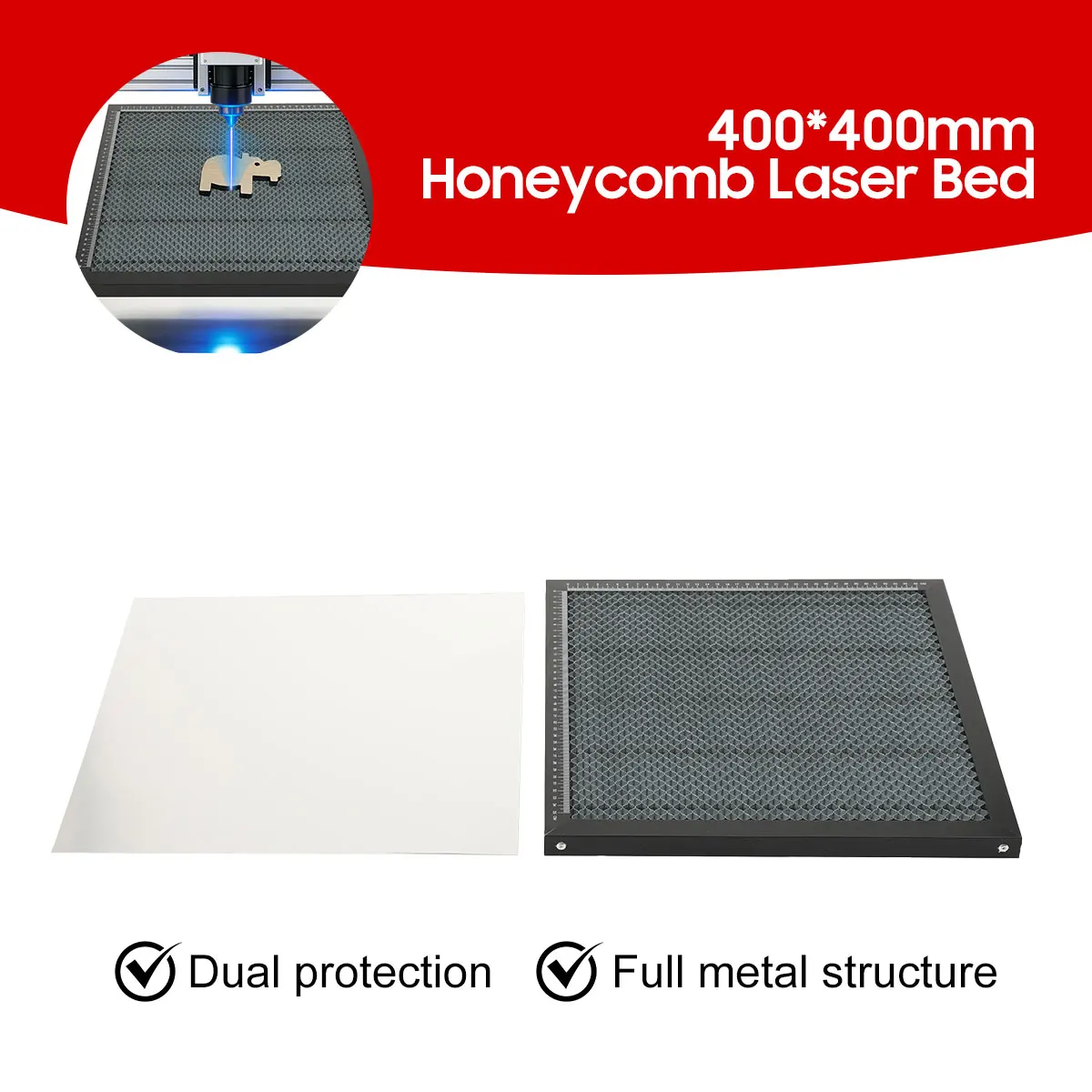 Wabenförmiges Laserbett 400*400mm Bienenwaben-Gitterplatte Holzbearbeitungsmaschine Laserschneid-Arbeitsplattform – Detail 2