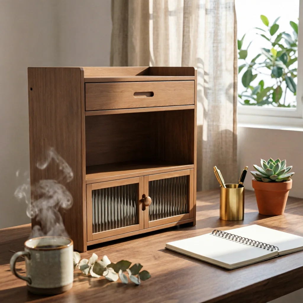 Three-Tier Storage Cabinet Sleek Wooden Cabinet with Drawer Freestanding Storage Unit Sturdy Organizer Modern for Tea Room
