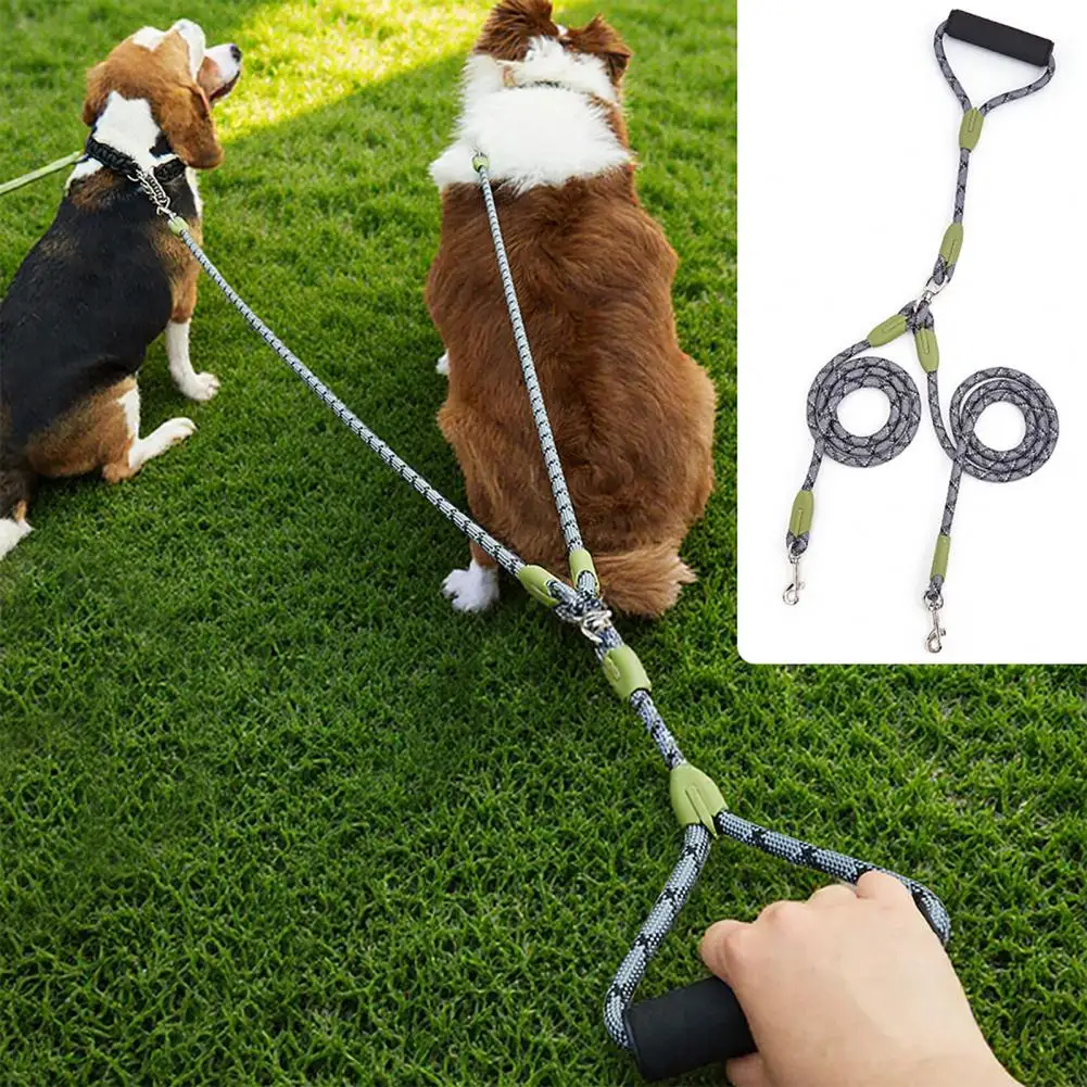 Dog Leash with Secure Connection 360-degree Rotary Clamp Design Leash Hands-free Dual Dog Leash Set for Medium Dogs