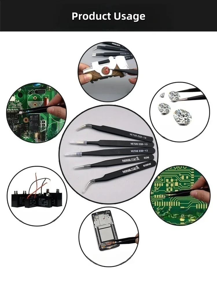 606/606W Precision Tweezers High Hardness Anti-Static for DIY Military Model Making Tool Water Decal Work Hobby Craft Project