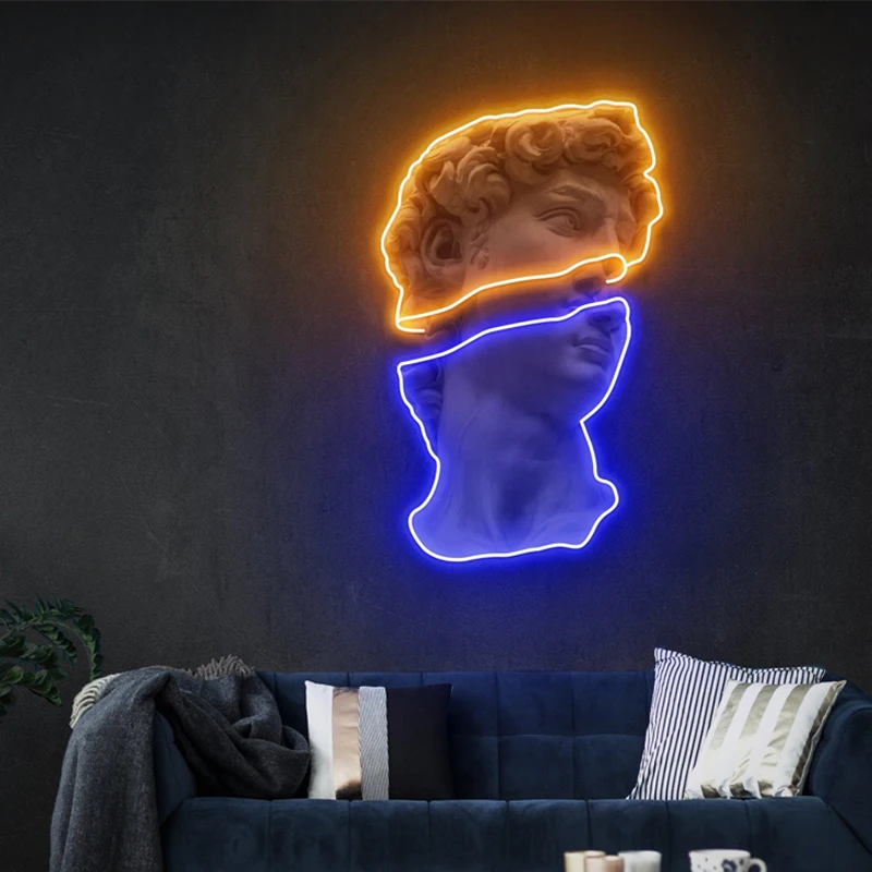 Imagem -03 - Sinal de Luz de Neon de Arte Personalizado Sinais de Led Decoração de Parede Estética Estátua de David Art Ilumine o Seu Espaço