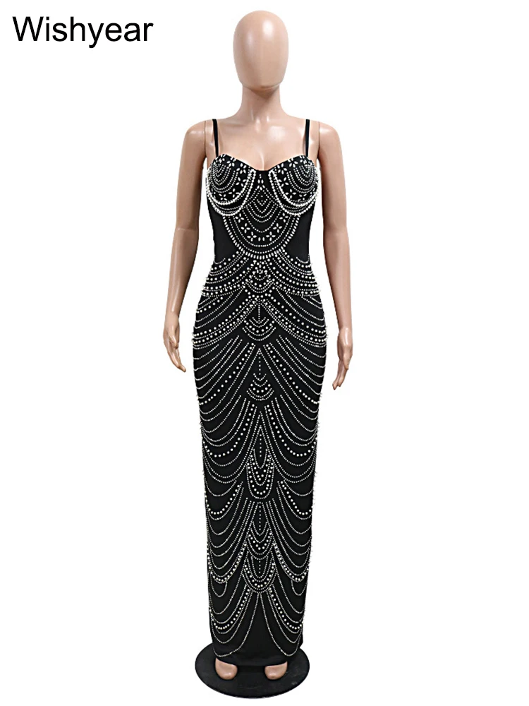 New Luxury Sparkly Crystal Rhinestone Pearl Celebrities Gown Brown Dress Woman Strap Evening Party New Luxury Sparkly Crystal Rhinestone Pearl Celebrities Gown Brown Dress Woman Strap Evening Party