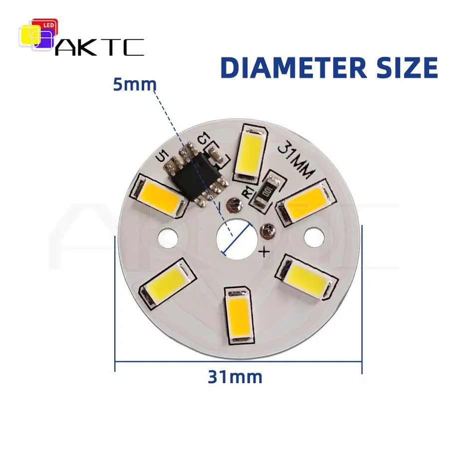 10 buah papan lampu variabel bulat LED 5V 3W On/Off tidak perlu pengontrol SMD5730 3000K hangat 4000K putih 6000K Panel lampu Aluminium