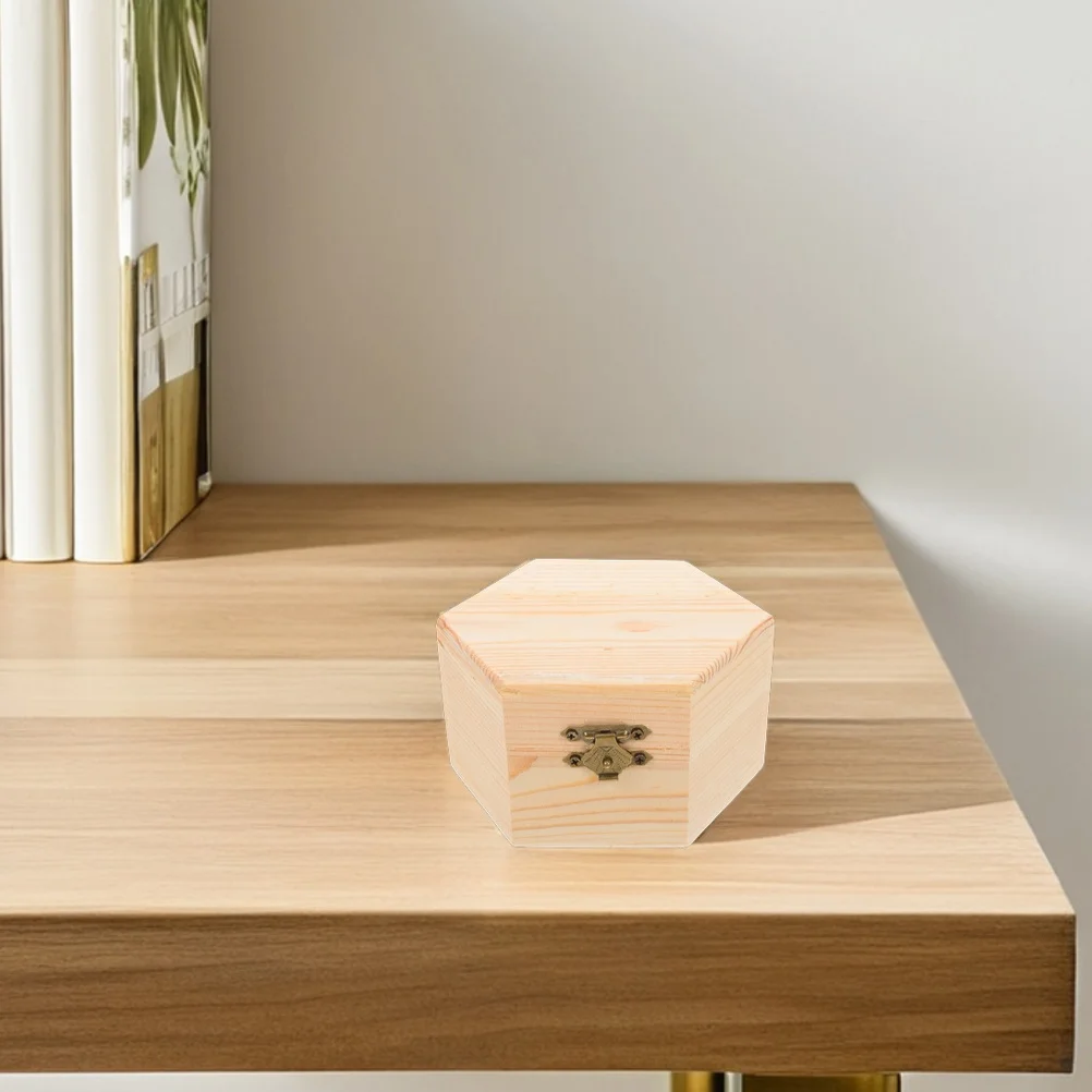 2 قطعة صندوق مجوهرات خشبي صغير لم تنته صندوق تخزين الحرفية خمر حلية المنظم للمنزل متجر السفر Diy بها بنفسك مجوهرات خشب الصنوبر #4