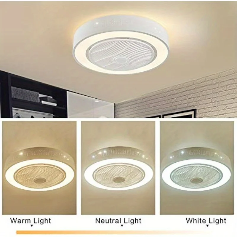 

22 Inch Modern Round White Ceiling Chandelier LED Flush Mount Hollow Lampshade Ceiling Light Dimmable Hanging Lamp with