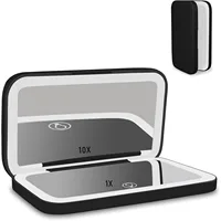 Espejo de maquillaje de viaje con iluminación LED de 3 colores, espejo compacto de bolsillo, pantalla táctil recargable por USB, portátil, 1x/5x, 2 lados