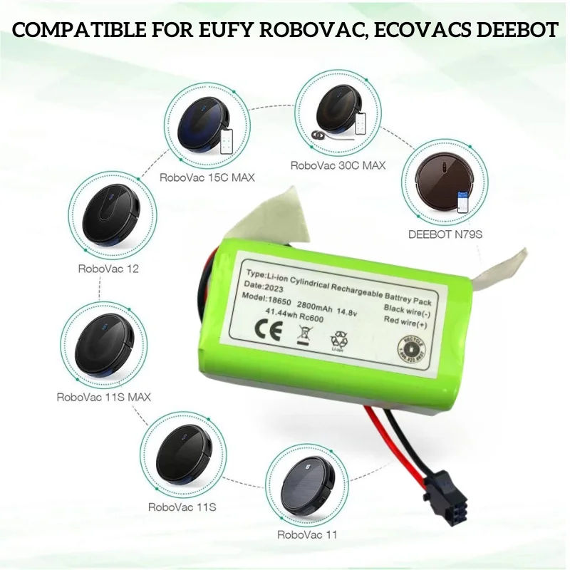 Batería de iones de litio de alta calidad para Conga Excellence, 14,8 V, 2800mAh, 950, 990, 1090, 1790, 1990, Deebot N79S, N79, DN622, Eufy, Robovac