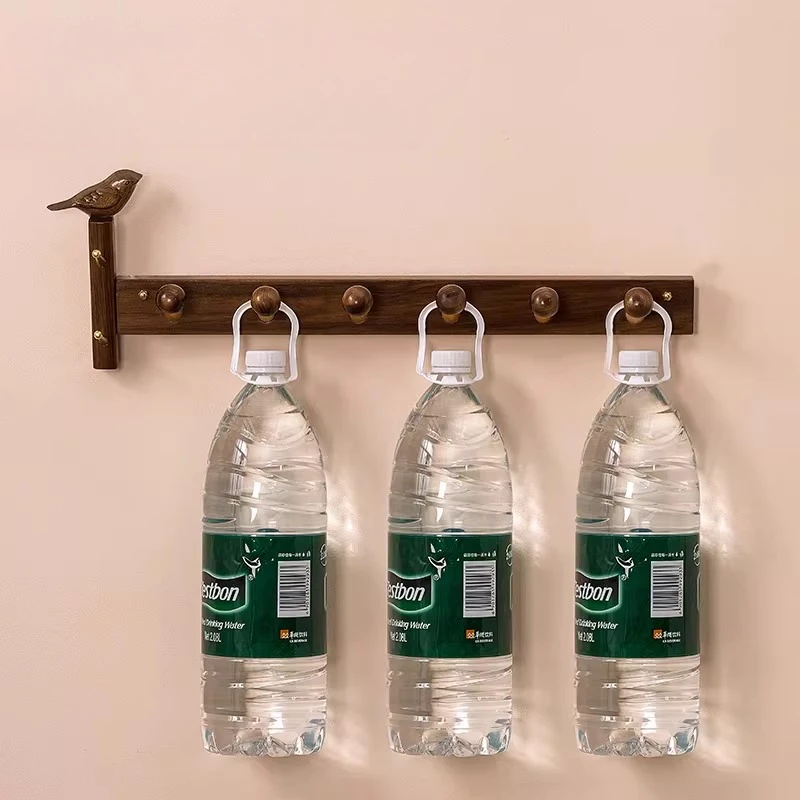 Walnut Wall Mounted Coat Racks Creative Bird Mushroom Key Holder Entryway Clothing Organizer Save Space Wood Storage Hooks