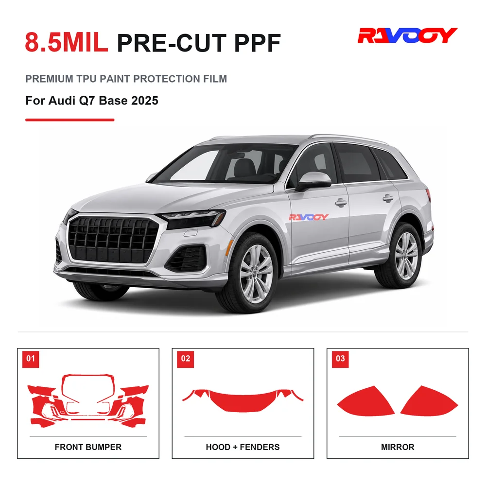 Precut PPF For Audi Q7 Base 2025 8.5mil TPU Clear Paint Protection Film Self Healing Hydrophobic UV Stone Chip Guard