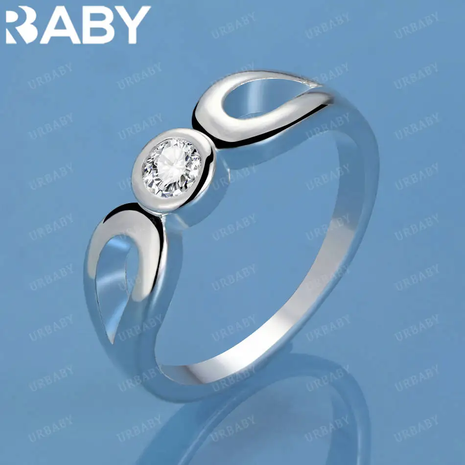 

URBABY 925 Sterling Silver Size 7-10 Minimalist Ring For Women Men Fashion Jewelry Charm Grace Wedding Engagement Accessories