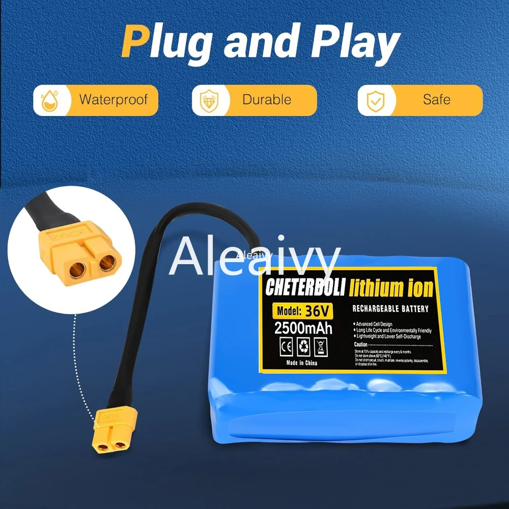 بطارية ليثيوم أيون عالية الجودة 36 فولت 7000 مللي أمبير في الساعة 10S2P قابلة لإعادة الشحن لسكوتر التوازن الذاتي الكهربائي ولوح التوازن والدراجة الهوائية الأحادية العجلة