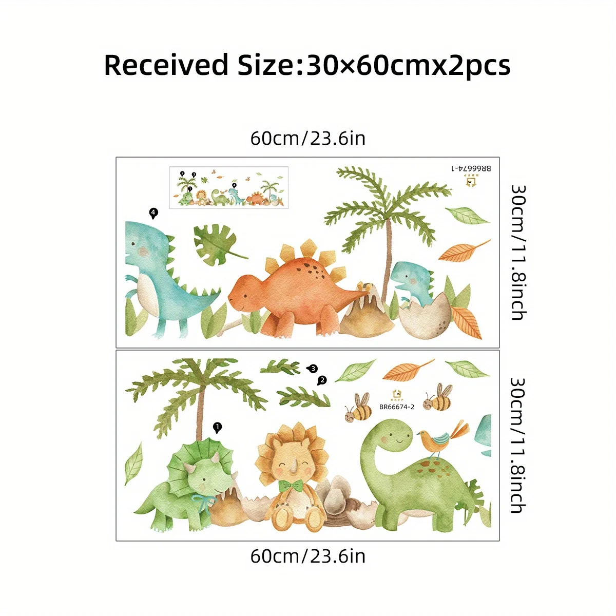 2PCS Cartoon Cute Dinosaur Lion Tree Dinosaur Era Wall Stickers for Bedroom Living Room Nursery Decoration Wall Decals