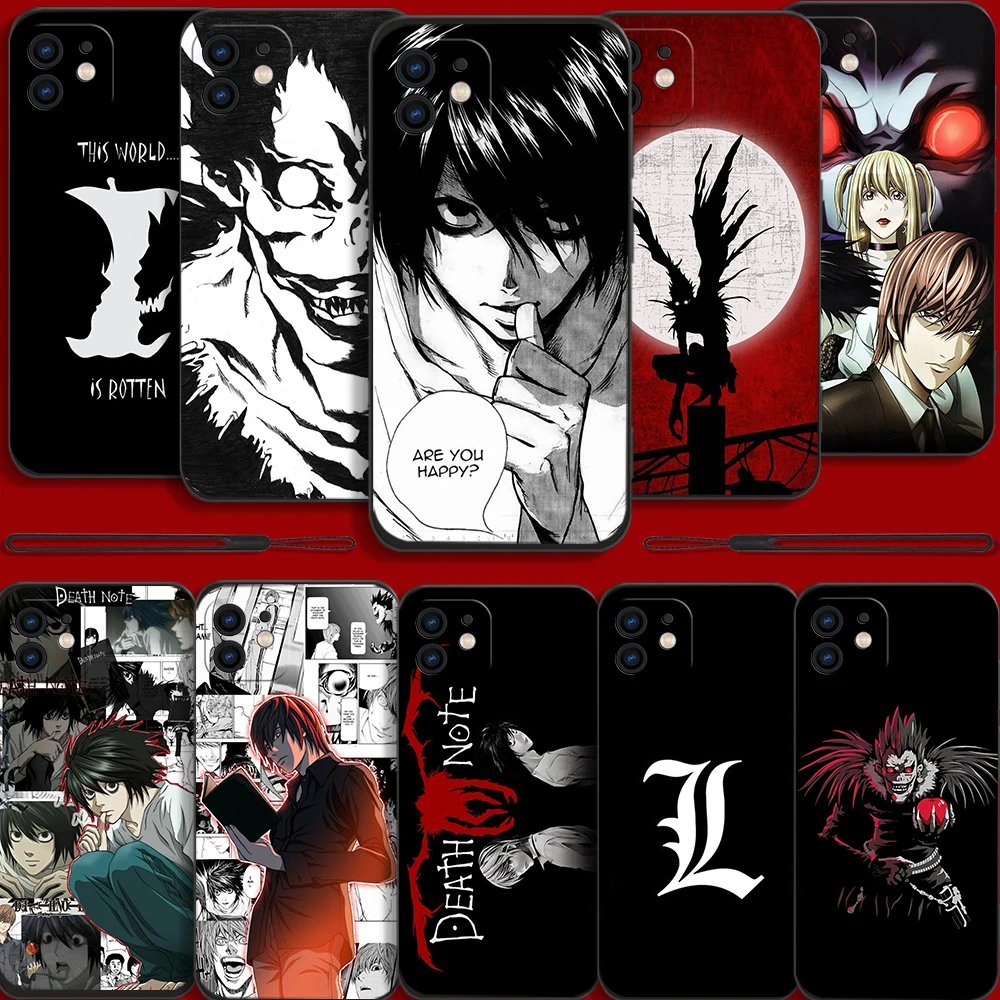 Anime Death Note Phone Case For Samsung Galaxy S23 S22 S21 S20 Ultra Plus FE S10 4G S9 S10E Note 20 10 9 Plus With Lanyard Cover