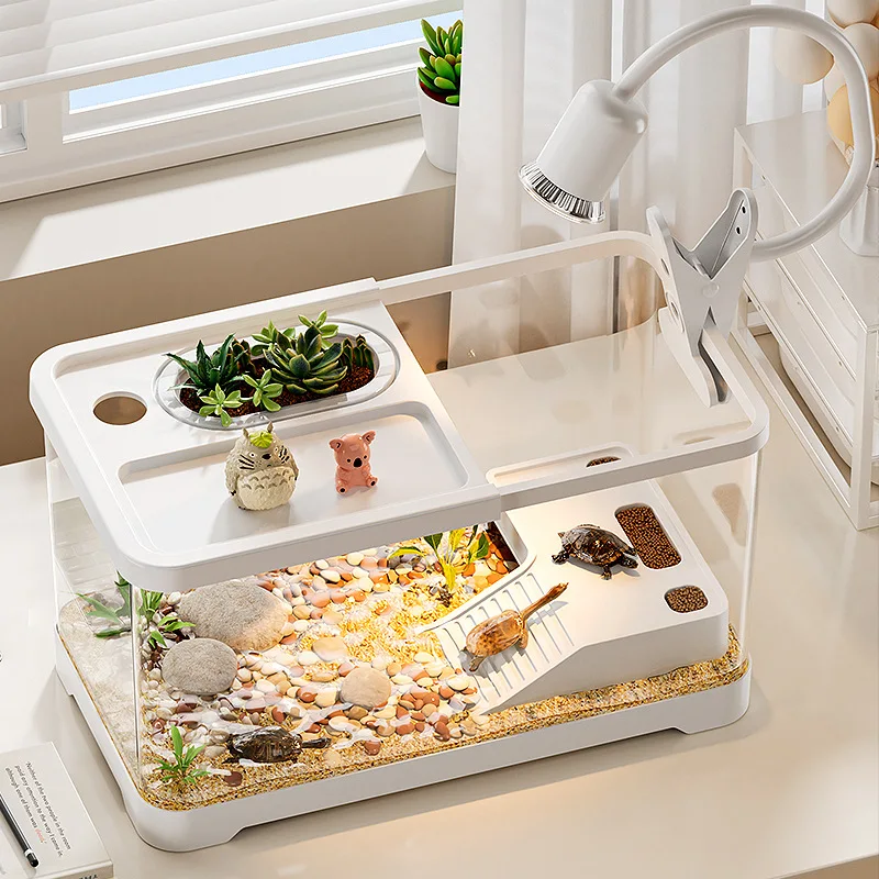 

Turtle tank household ecological landscaping professional turtle tank with climbing table living room desktop with cover