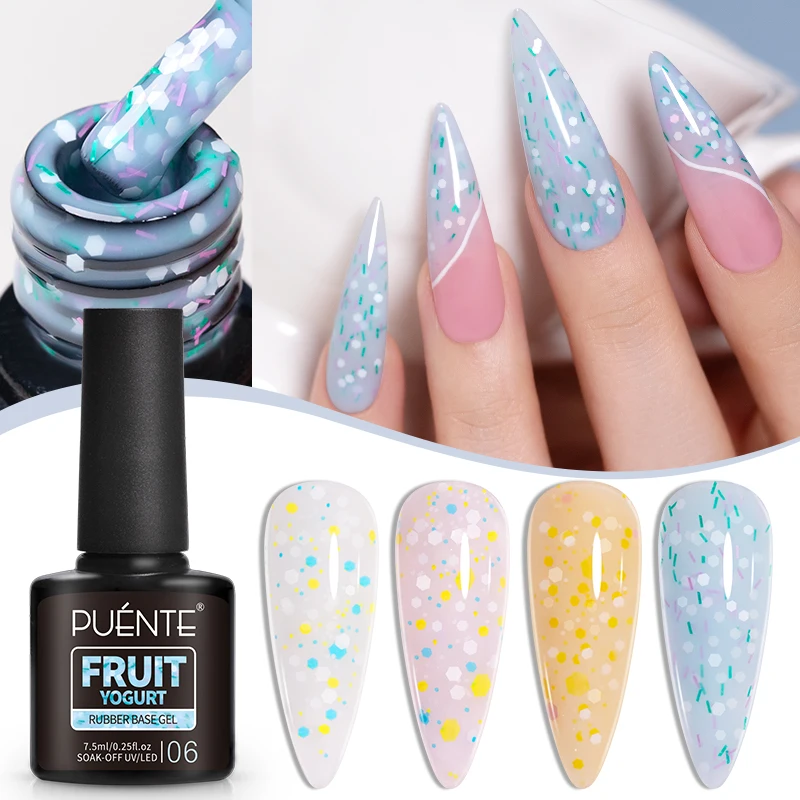 PUENTE 7.5ML Colore pastello Glitter Paillettes Base in gomma Gel Smalto per unghie Soak Off UV Semi-Permanente Vernice per unghie per manicure