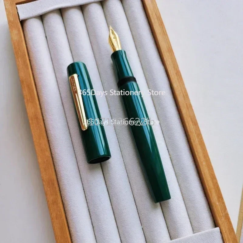 

SELMY Hand Made Green Lacquered Cumberland Hard Rubber Schmidt NO.6 Nib Fountain Pen Business Student Stationery Writing Gift