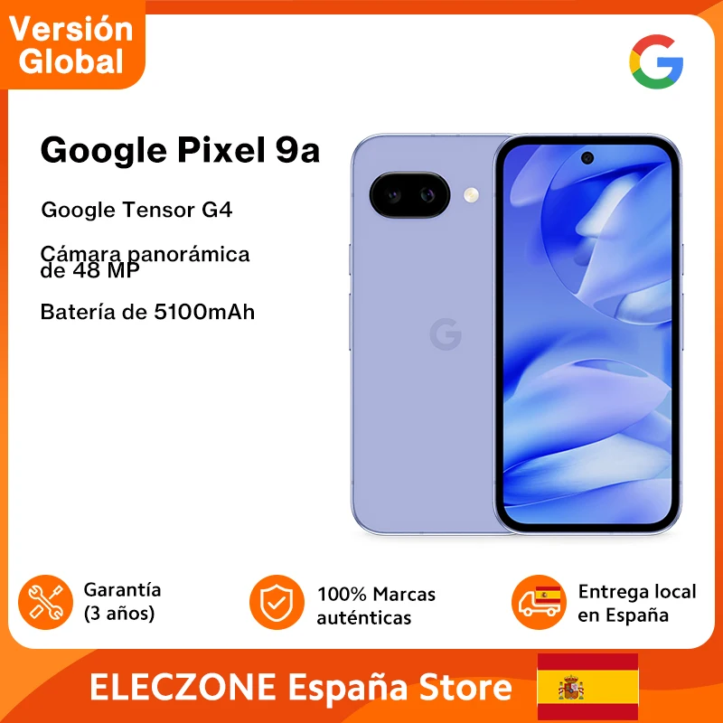 Version globale Google Pixel 9a Smartphone 5G Google Tensor G4 cran Actua de 6,3 pouces 120Hz Batterie 5100mAh Appareil photo arrire 48MP NFC