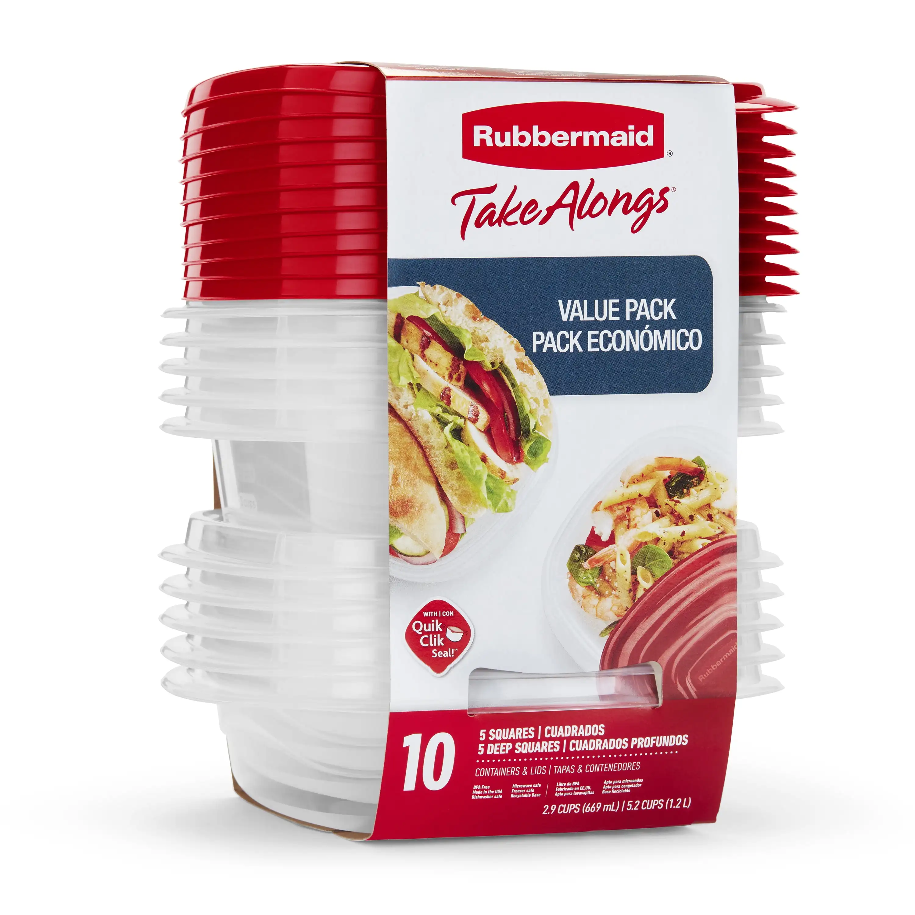 

Rubbermaid TakeAlongs Food Storage Containers, 10 Piece Set, Red