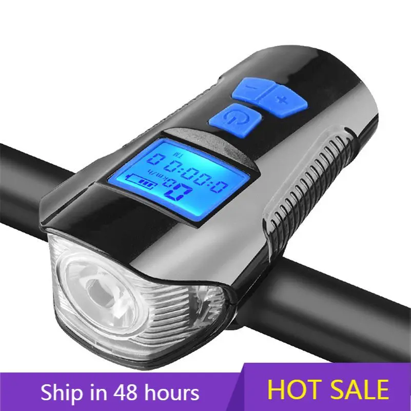 

POWER LEAPUSB Rechargeable Bike Front Light Waterproof Cycling Light with LCD Speedometer Horn Bicycle Computer for Speed M