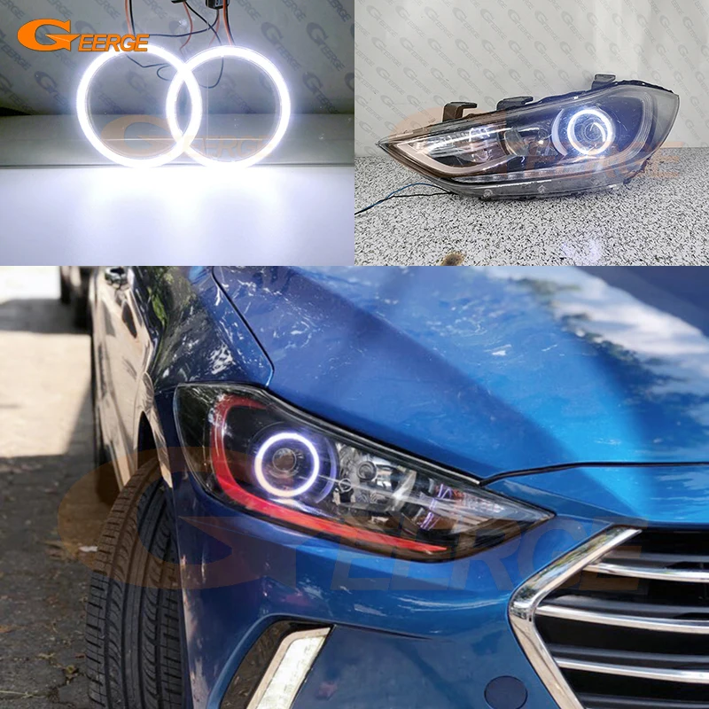 For Hyundai Elantra AD Avante 2015 2016 2017 2018 Excellent Ultra Bright COB Led Angel Eyes Kit Halo Rings Day Light