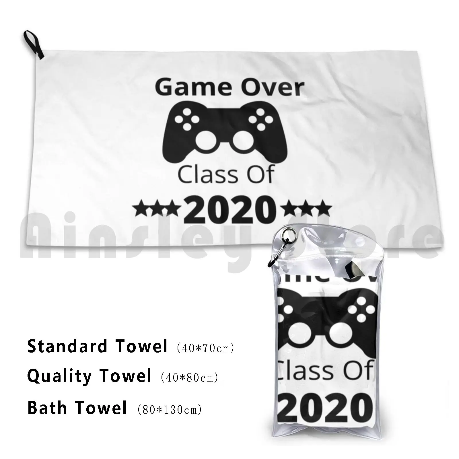 Game Over Class Of 2020 Shirt Students Funny Graduation Gift Bath Towel Beach Cushion Graduation Class Game