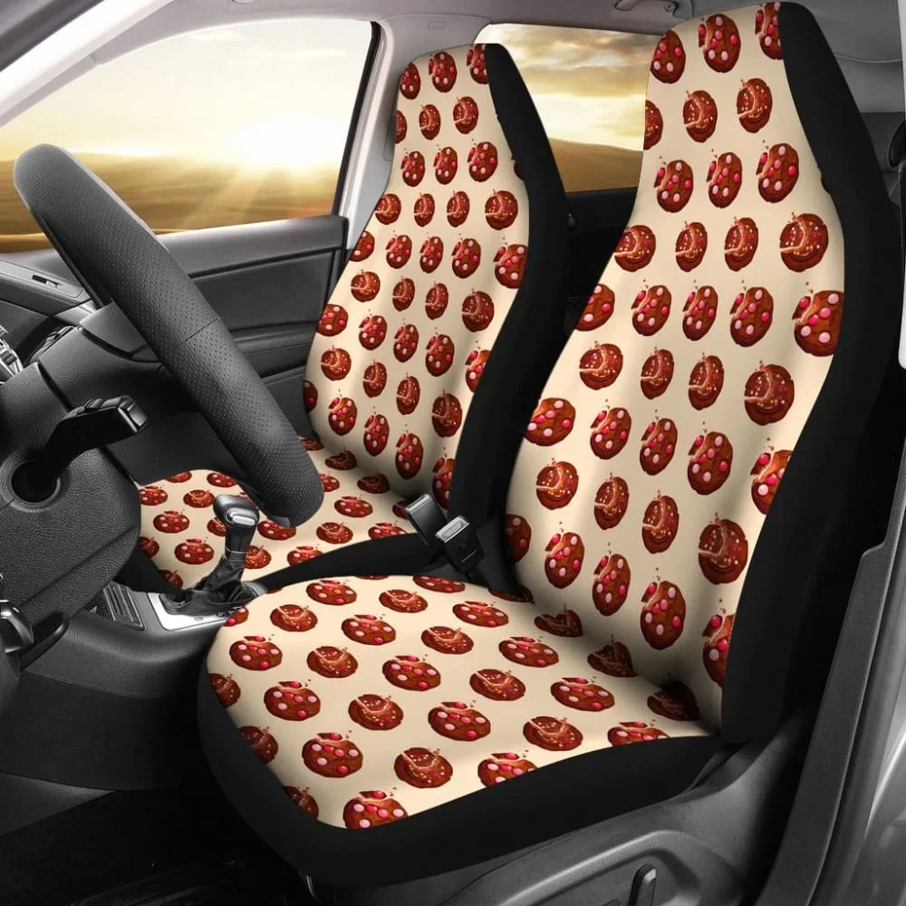 Delicious Cookie Fundas personalizadas para asientos de automóvil con fondo rosa, paquete de 2 fundas protectoras universales para asientos delanteros