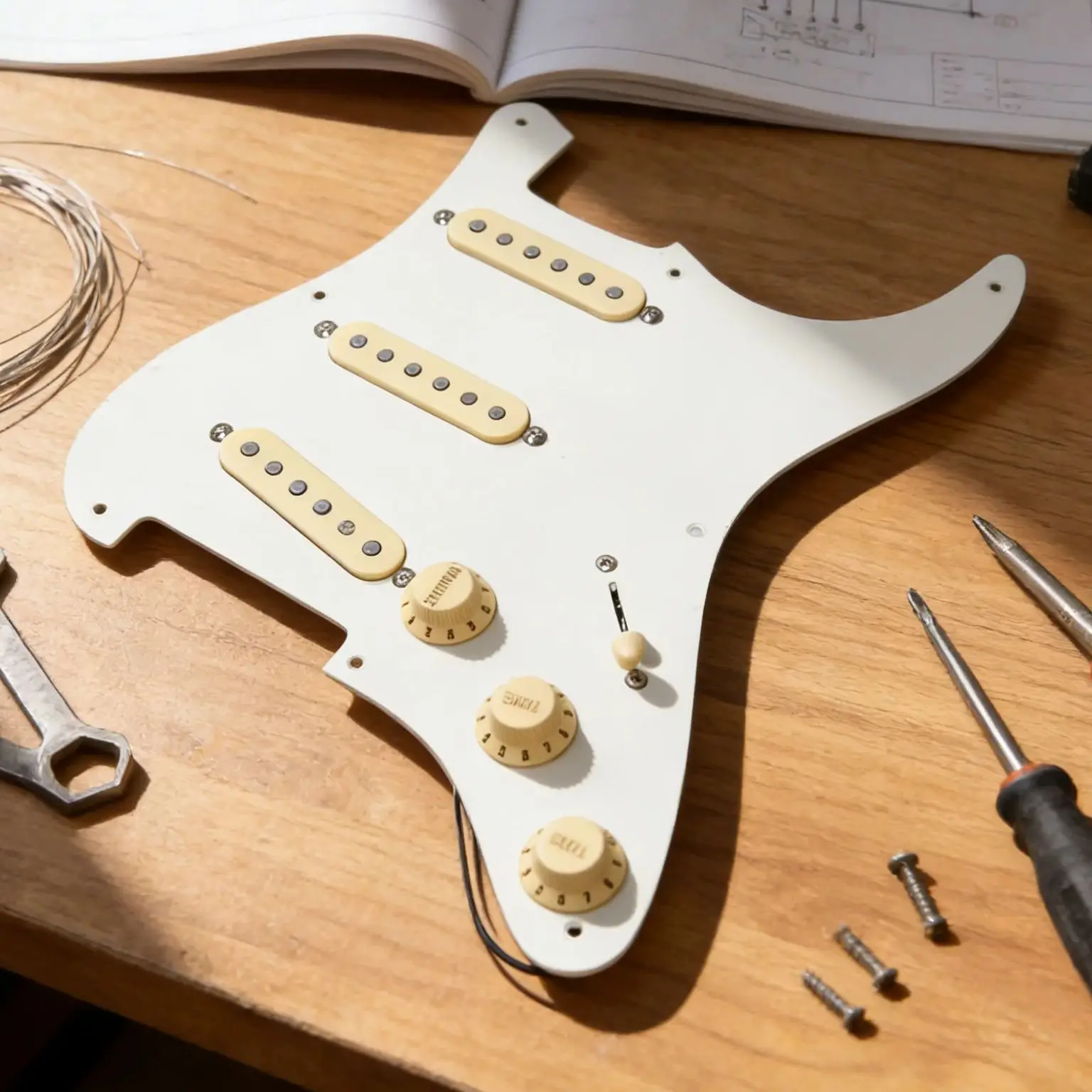 Vintage 1957 SSS Single Coil Pickup Set for Strat Guitar 8-Hole Prewired Pickguard Assembly Vintage Sound Strat Pickup Set