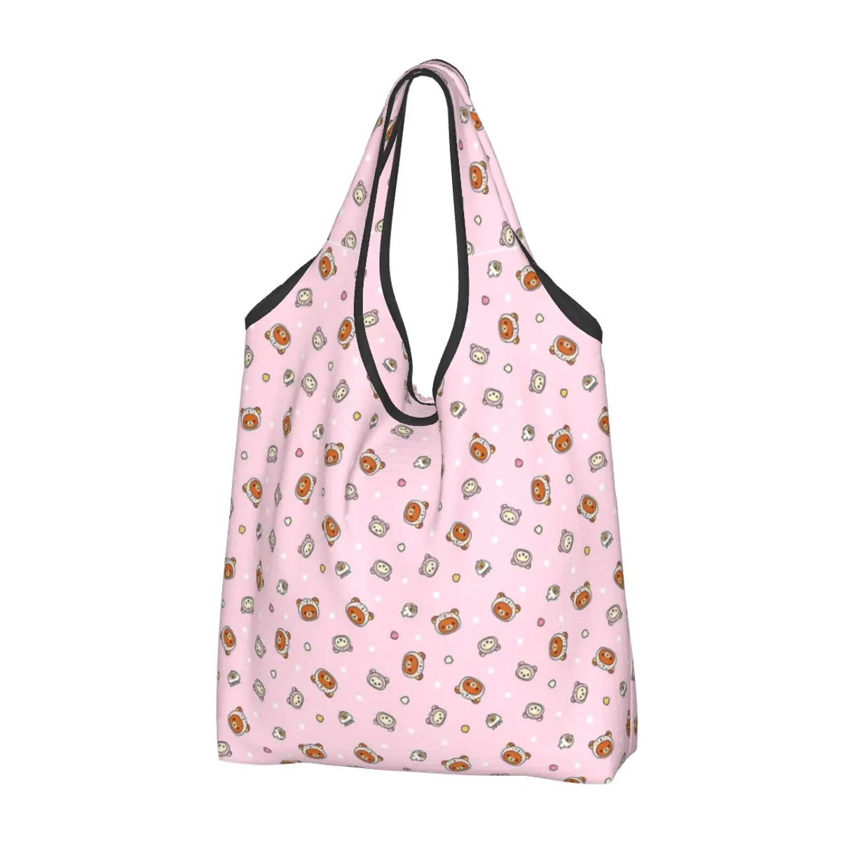 Borse per la spesa riutilizzabili Kawaii Pink Rilakkuma Pattern per generi alimentari borse per la spesa pieghevoli borse per la spesa grandi