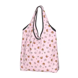 Borse per la spesa riutilizzabili Kawaii Pink Rilakkuma Pattern per generi alimentari borse per la spesa pieghevoli borse per la spesa grandi lavabili