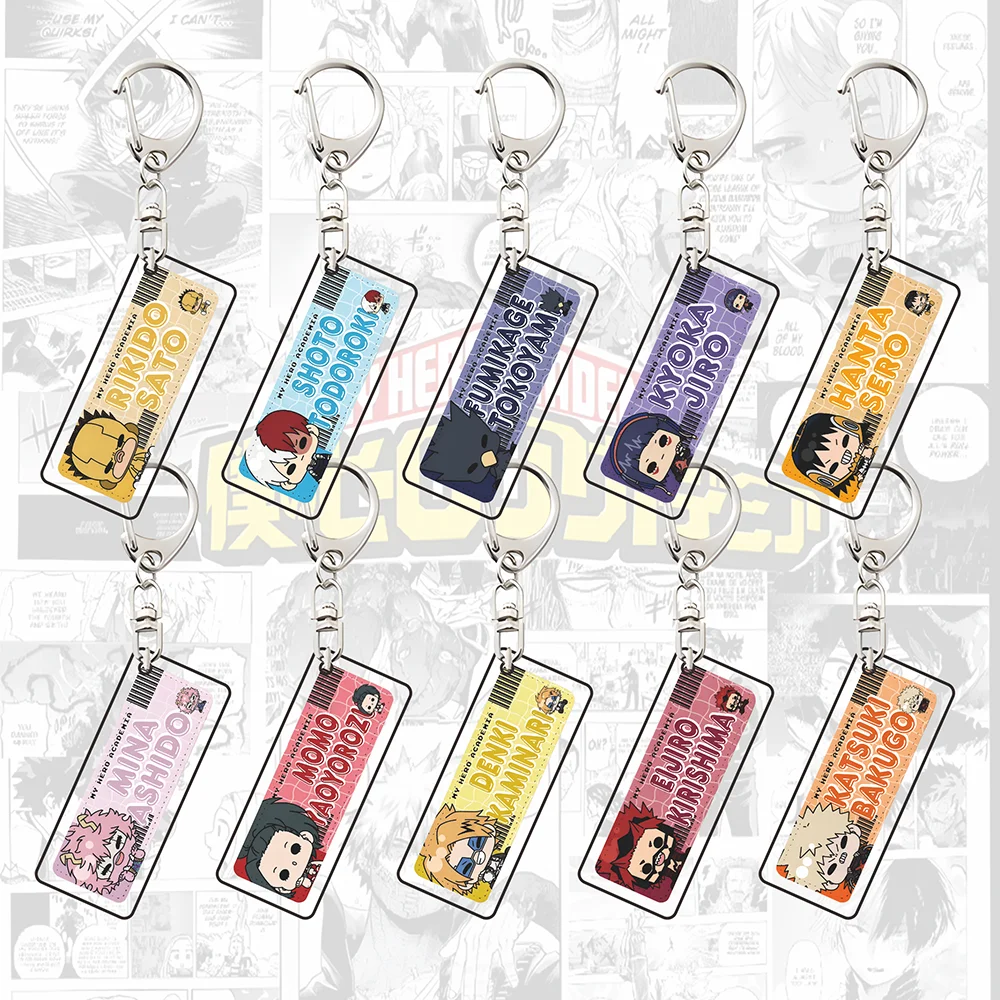 Porte-clés My Hero Academia en PU et acrylique, pendentif Bakugou Todoroki Kirishima Denki Jiro, porte-clés pour les fans d'anime, cadeau d'anniversaire à collectionner