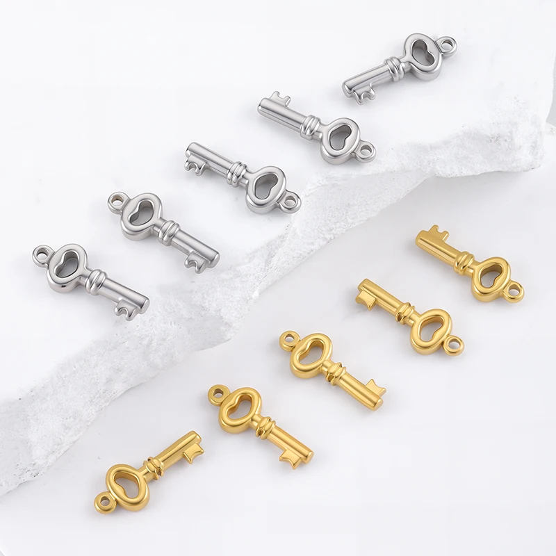 

5Pcs Stainless Steel Charms Heart Lock Key Love Pendants for Jewelry Making DIY Punk Hip Hop Creation Necklace Bracelet Fittings