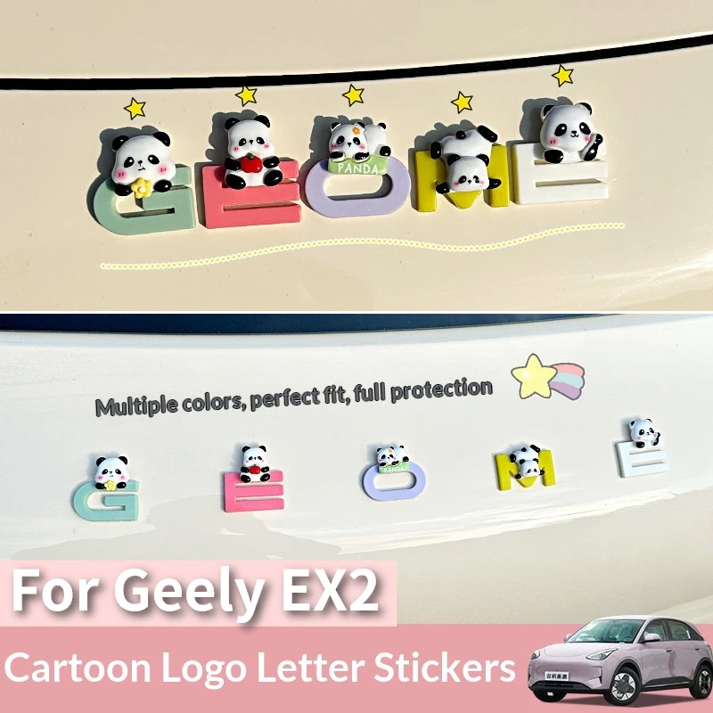

FOr Geely EX2 Cute Letter Stickers for Car Exterior Decoration and Modification Full Coverage for Front and Rear Car Emblems