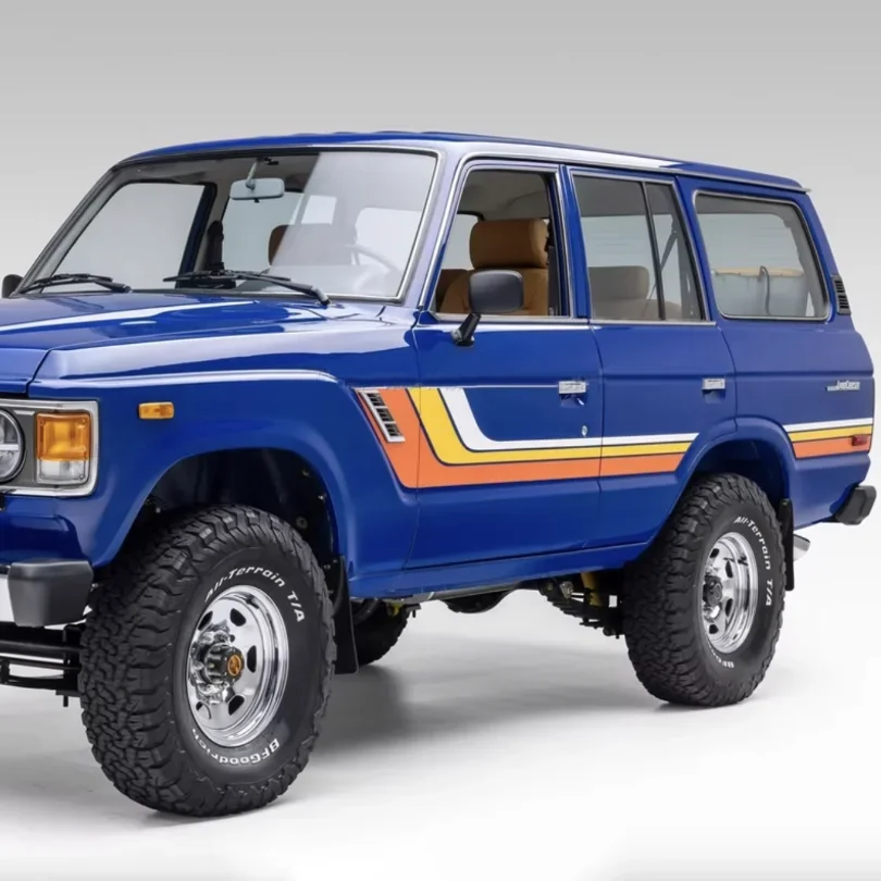 Pair Sport Off Road Retro Tricolor Stripe Waistline Sticker Decal Graphics Blackout Vinyl Wrap for Cruiser 60 LC60