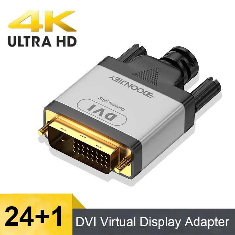DVI Virtual Display Adapter 4K@60Hz 24+1 DVI Display Emulator Dummy Plug and Play for PC Computer Desktop Accessories