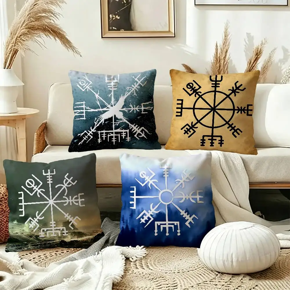 Viking Vegvisir Logo Pillowcase toon Gift Cushion Cover Bedroom Home Sofa Chair Seat Decor pillow case