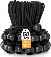 Cordones elásticos de bola de 4/6/9 pulgadas, 50 Uds. Lazos elásticos de bola de lona, amarres de toldo de alta resistencia para acampar, postes de tienda con resistencia a los rayos UV