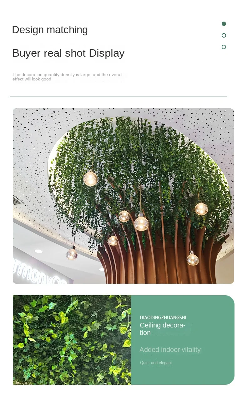 2.1M Artificial Plant Green Ivy Leaf Garland Silk Wall Hanging Vine Home Garden Decoration Wedding Party DIY Fake Wreath Leaves
