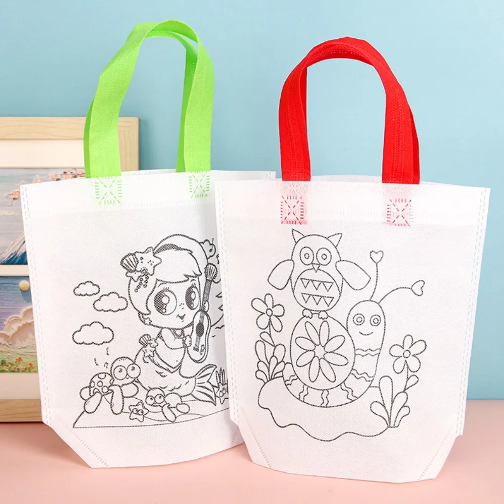 Educational DIY Graffiti Bag DIY Hand Painted Graffiti Handmade Bag Colored Drawing Cartoon Handmade Painting Bags Arts Crafts