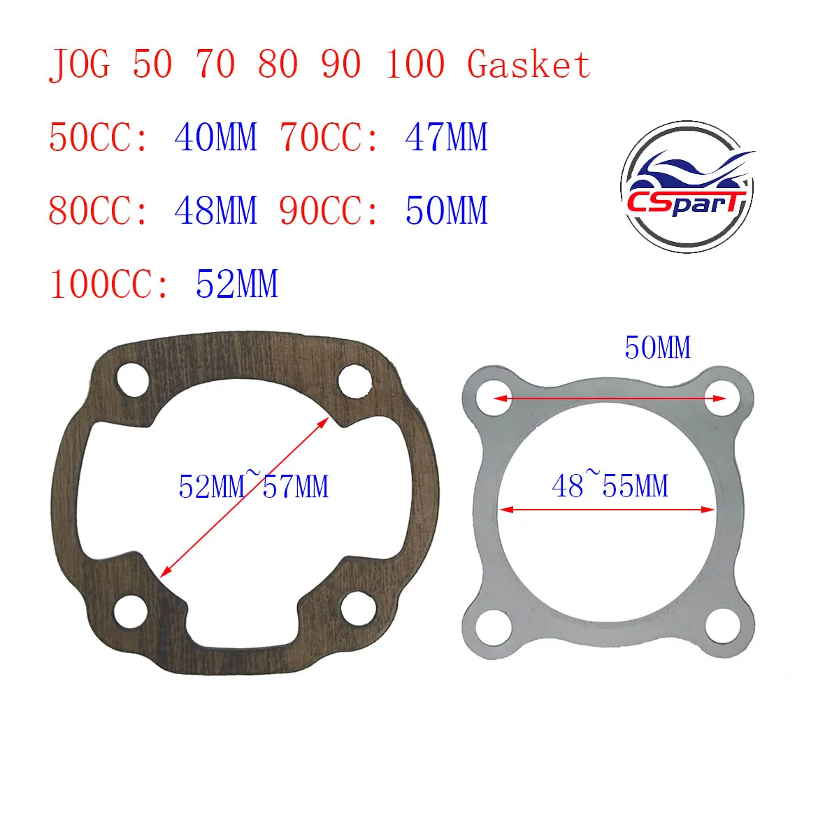 Gasket  Kit JOG 50CC 70CC 80CC  90CC 100CC Minarelli Jog 1P40QMB 1P50QMF 1P52QMG  Sunny Keeway  Roketa  Scooter Buggy