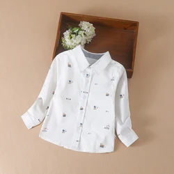 Fashion Kids Boys Shirts Turn-down Collar School Children Boy Long Sleeves Shirt Soft Breathable Cotton Kids Clothes Toddler 2-6