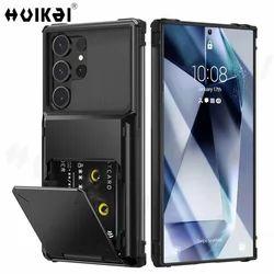 Card Holder Case For Samsung Galaxy S25 Ultra S24 S23 S22 Note 20 10 S10 Plus Heavy Duty Wallet Hidden Flip Slot Protective Cove