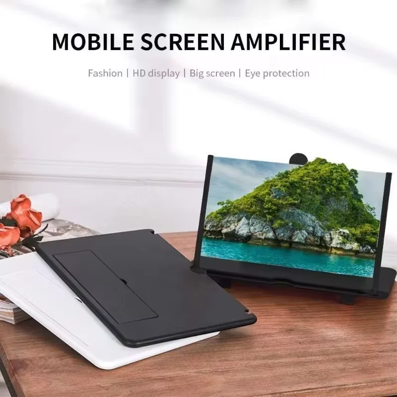 3D Mobile Screen Amplifier, Folding Curved Screen Magnifier, Smartphone Stand, Screen Magnifier Stand, 12 inches