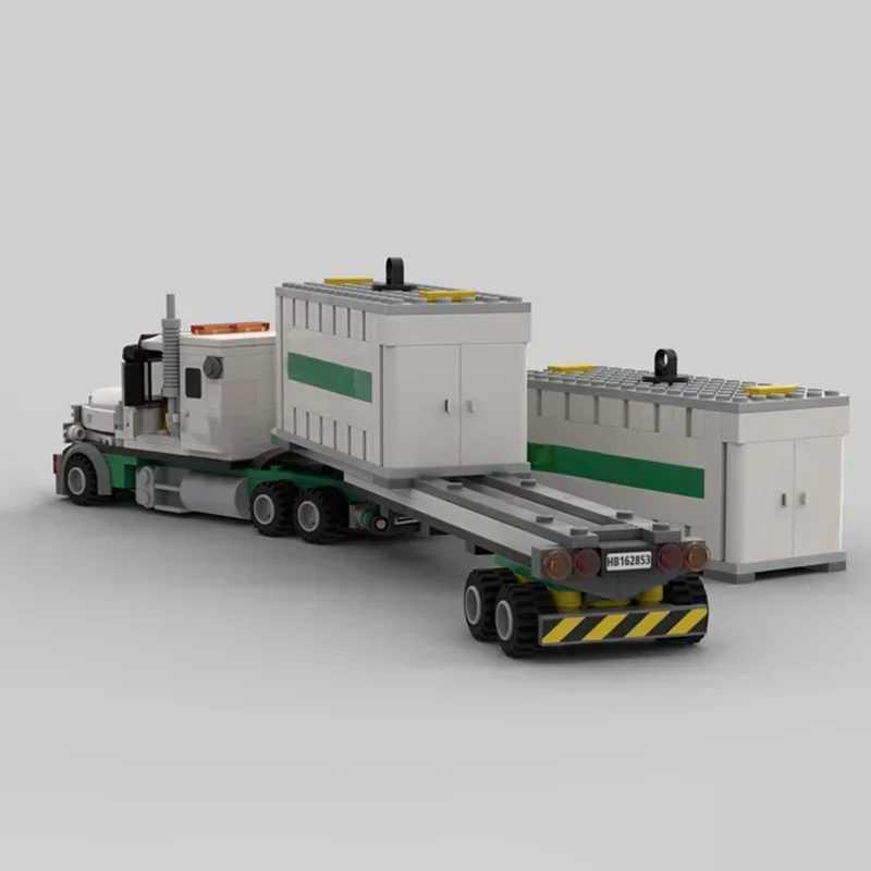 MOC-Briques de construction de camion cargo aérien, conteneur, remorque, modèle de voiture, blocs modulaires technologiques, ensembles de bricolage, assemblage, jouet cadeau de Noël