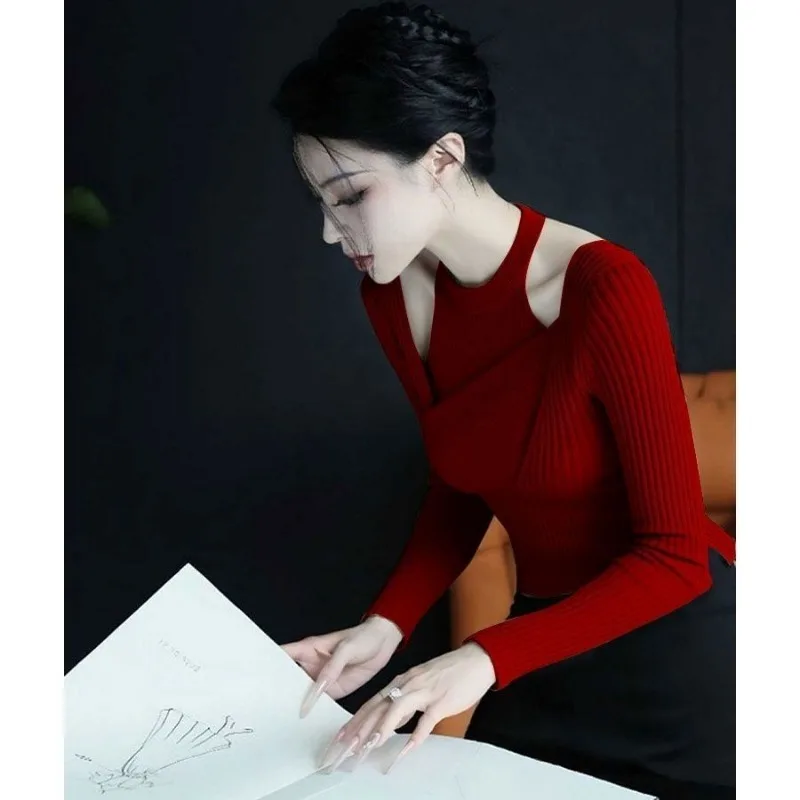 الخريف الكورية نمط الغلاف الجوي الراقية المتخصصة تصميم سليم غير النظامية بلون محبوك أعلى للنساء #5