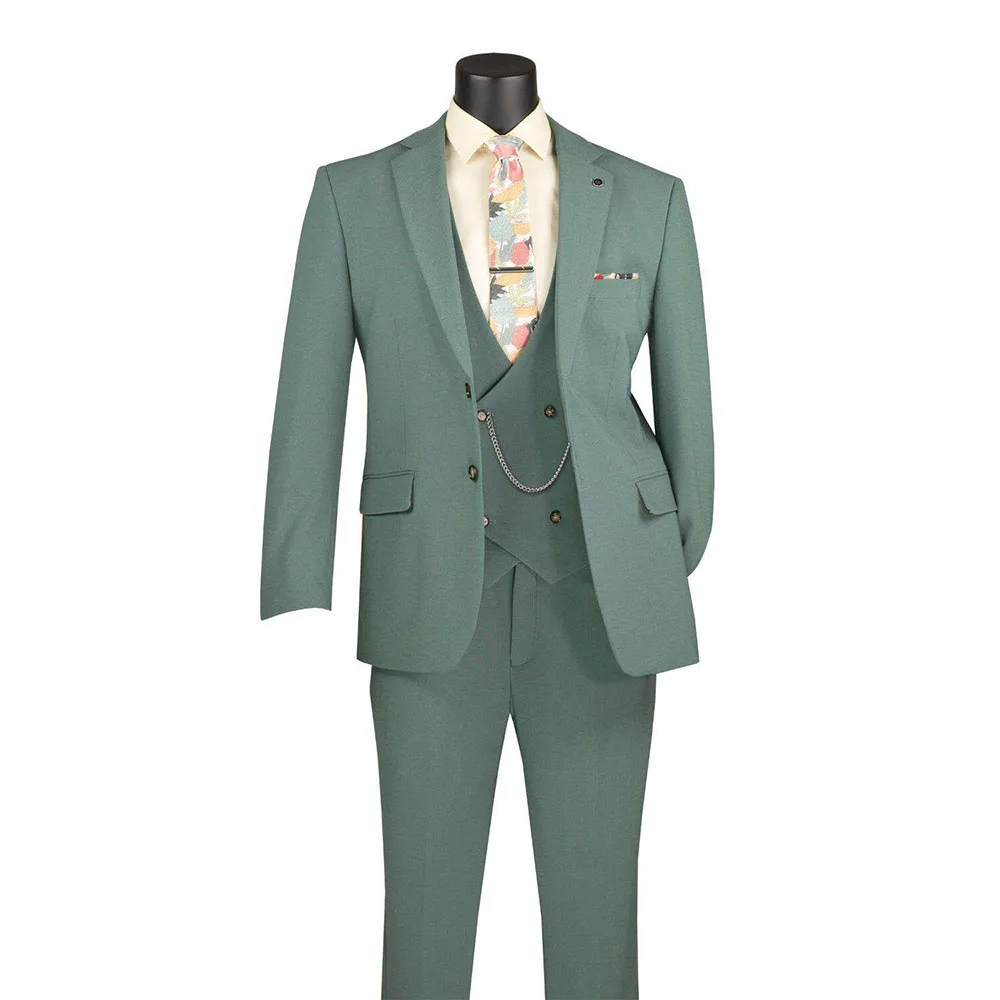 

Green Evening Men Suits High Quality 3 Pieces Jacket Pant Vest Notch Collar Formal Occasion Male Clothing Classic 2025 Fashion