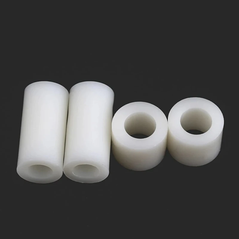 M3 M4 ODxIDxL  White Insulating Column Plastic Gasket Nylon Straight Through Column Sleeve ABS Padded Hole Spacer 100pcs