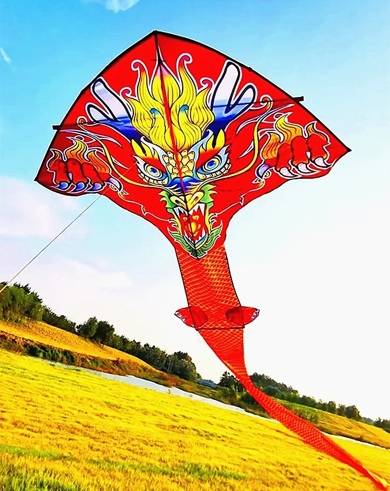 Envío Gratis, pipa de dragón chino de 100m, juguetes al aire libre 	 cerf volant enfants viento cometa niños acrobacias pipa palo volador latawiec ogon